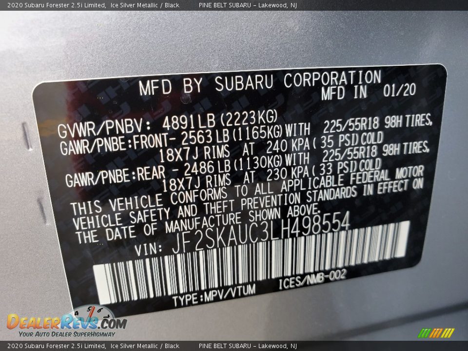 2020 Subaru Forester 2.5i Limited Ice Silver Metallic / Black Photo #13
