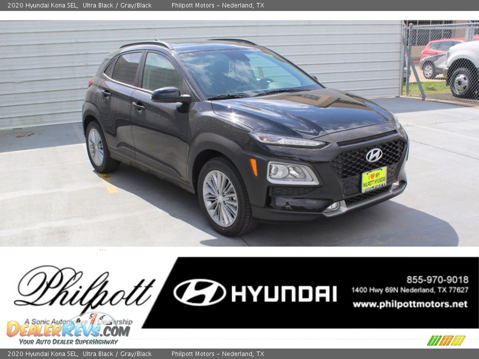 2020 Hyundai Kona SEL Ultra Black / Gray/Black Photo #1