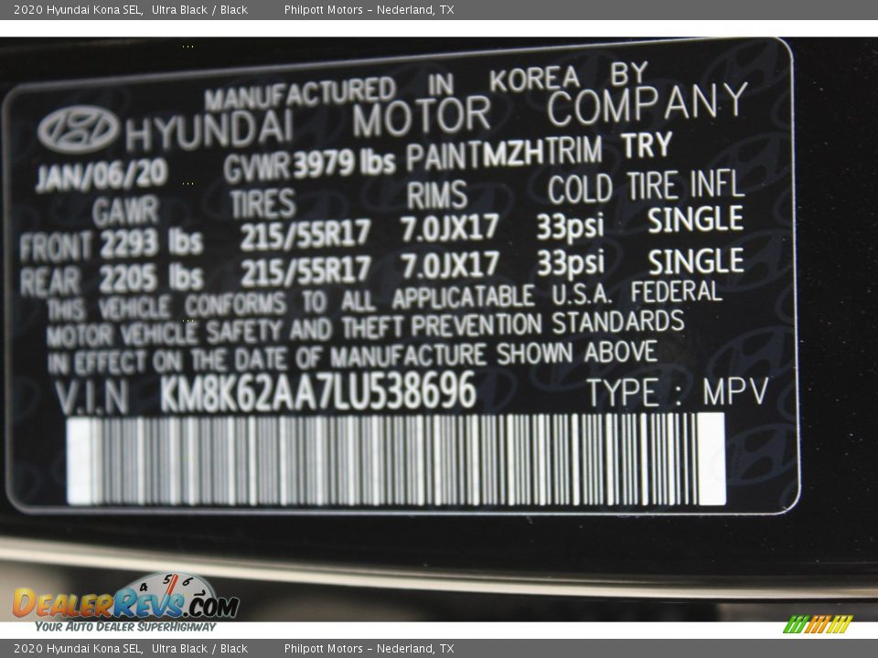 2020 Hyundai Kona SEL Ultra Black / Black Photo #25