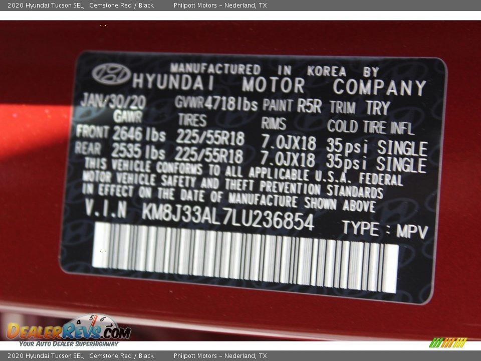 2020 Hyundai Tucson SEL Gemstone Red / Black Photo #24