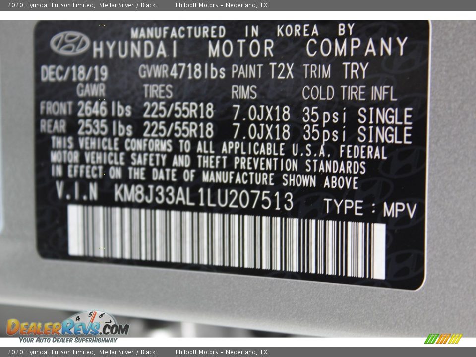 2020 Hyundai Tucson Limited Stellar Silver / Black Photo #25