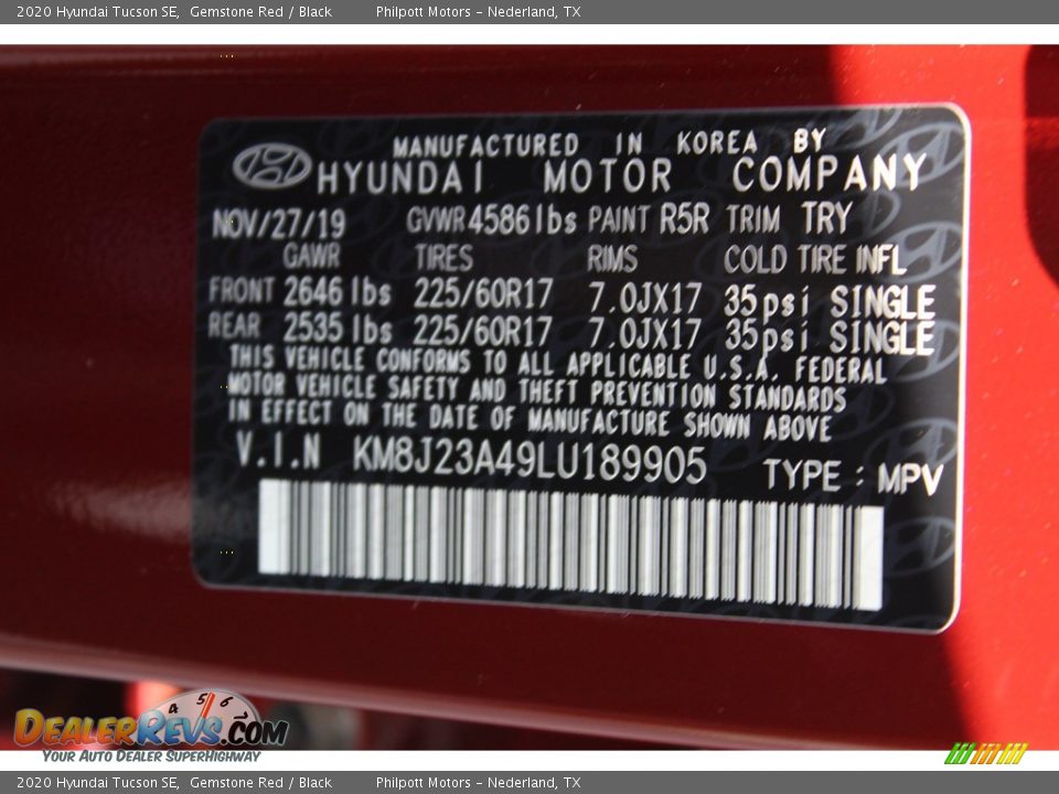 2020 Hyundai Tucson SE Gemstone Red / Black Photo #23