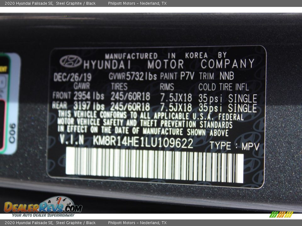 2020 Hyundai Palisade SE Steel Graphite / Black Photo #23