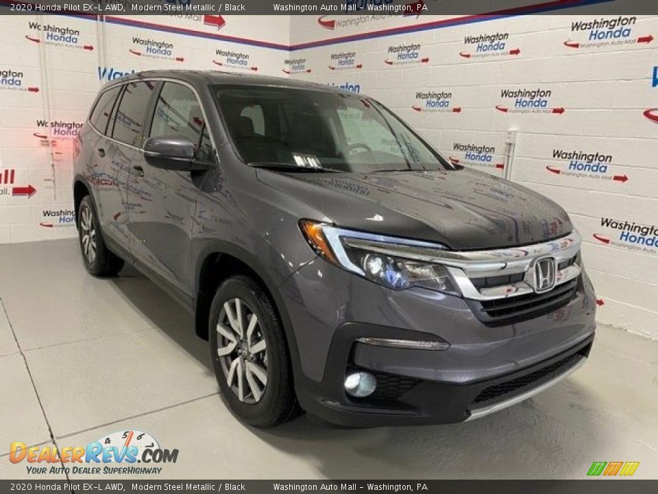 2020 Honda Pilot EX-L AWD Modern Steel Metallic / Black Photo #2