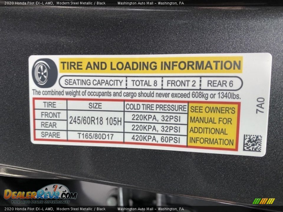 2020 Honda Pilot EX-L AWD Modern Steel Metallic / Black Photo #8