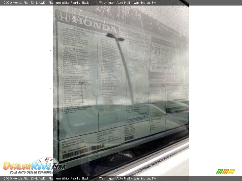 2020 Honda Pilot EX-L AWD Platinum White Pearl / Black Photo #15