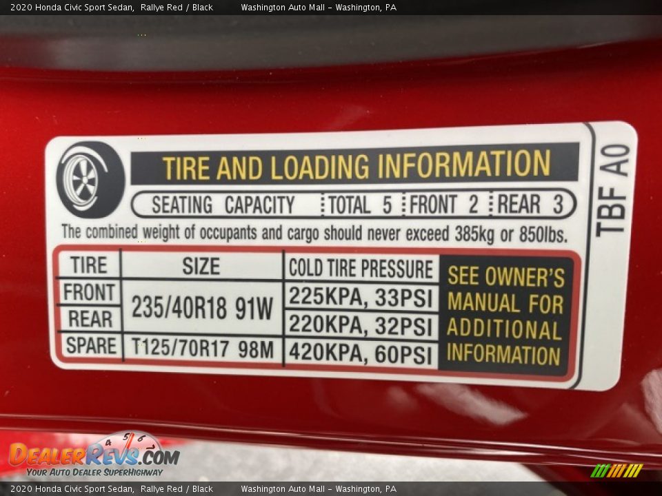 2020 Honda Civic Sport Sedan Rallye Red / Black Photo #8