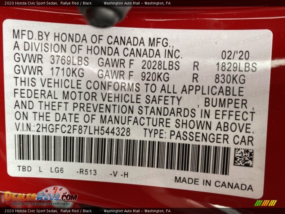 2020 Honda Civic Sport Sedan Rallye Red / Black Photo #9