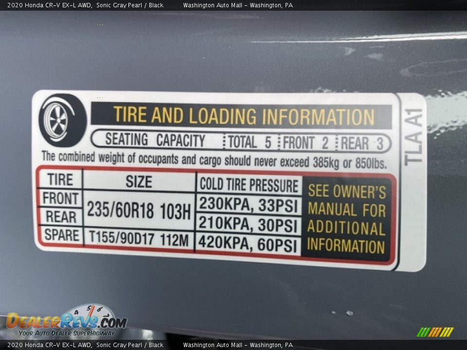 2020 Honda CR-V EX-L AWD Sonic Gray Pearl / Black Photo #8