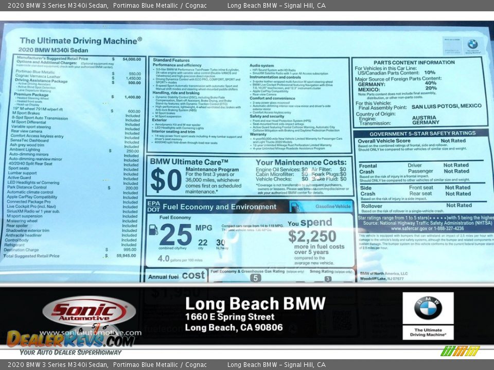 2020 BMW 3 Series M340i Sedan Portimao Blue Metallic / Cognac Photo #10