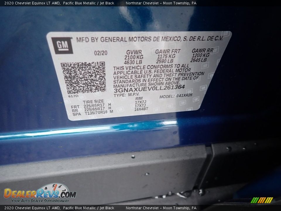 2020 Chevrolet Equinox LT AWD Pacific Blue Metallic / Jet Black Photo #16