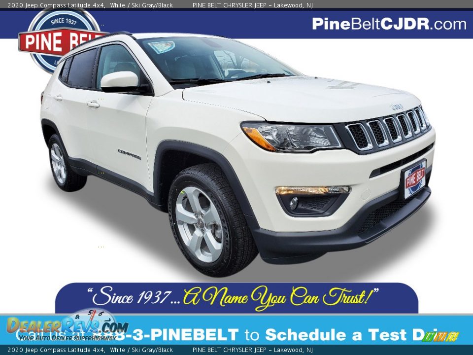 2020 Jeep Compass Latitude 4x4 White / Ski Gray/Black Photo #1