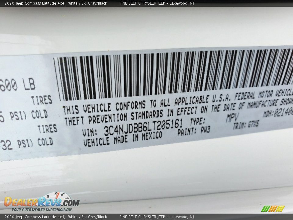 2020 Jeep Compass Latitude 4x4 White / Ski Gray/Black Photo #12