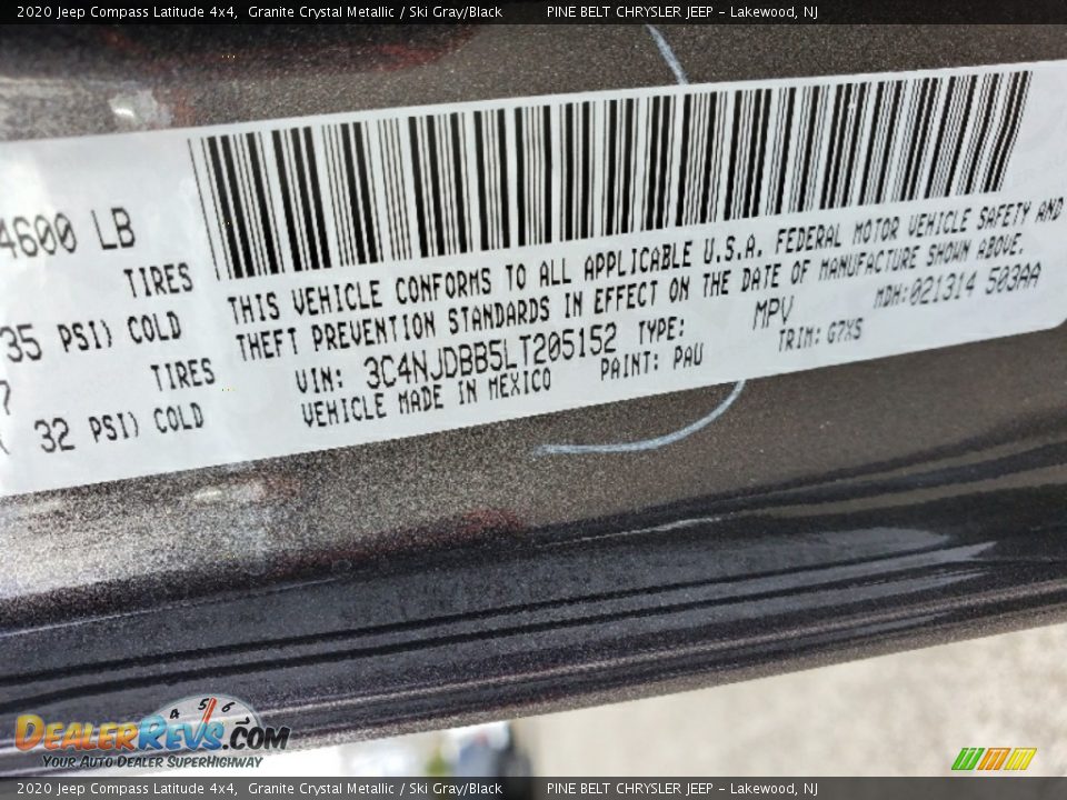 2020 Jeep Compass Latitude 4x4 Granite Crystal Metallic / Ski Gray/Black Photo #12