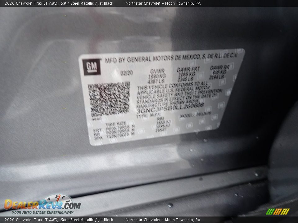 2020 Chevrolet Trax LT AWD Satin Steel Metallic / Jet Black Photo #16