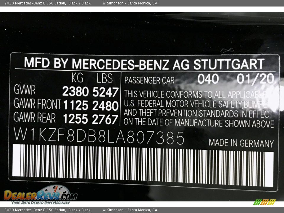 2020 Mercedes-Benz E 350 Sedan Black / Black Photo #11