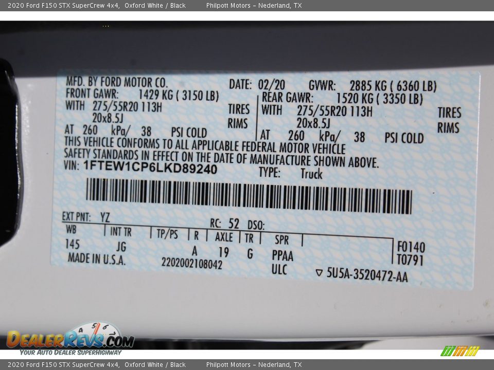 2020 Ford F150 STX SuperCrew 4x4 Oxford White / Black Photo #23