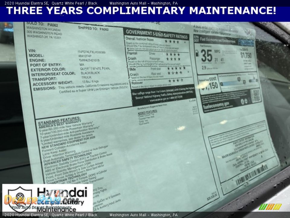 2020 Hyundai Elantra SE Quartz White Pearl / Black Photo #12