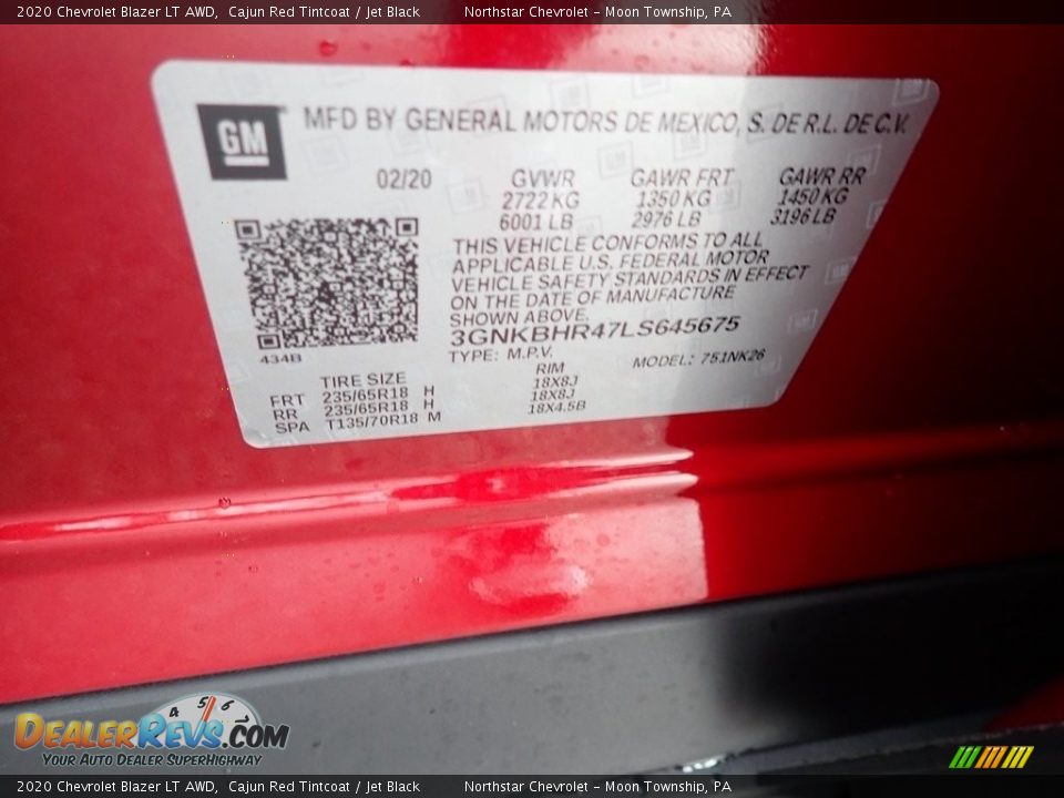 2020 Chevrolet Blazer LT AWD Cajun Red Tintcoat / Jet Black Photo #16