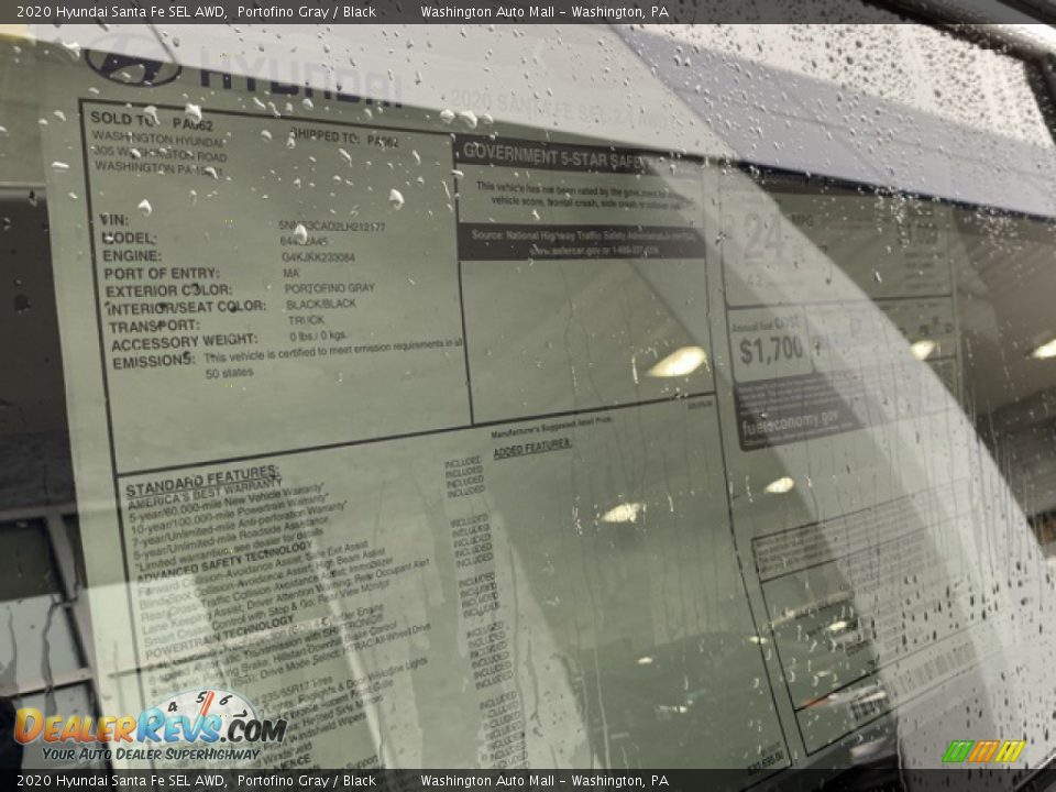 2020 Hyundai Santa Fe SEL AWD Portofino Gray / Black Photo #12