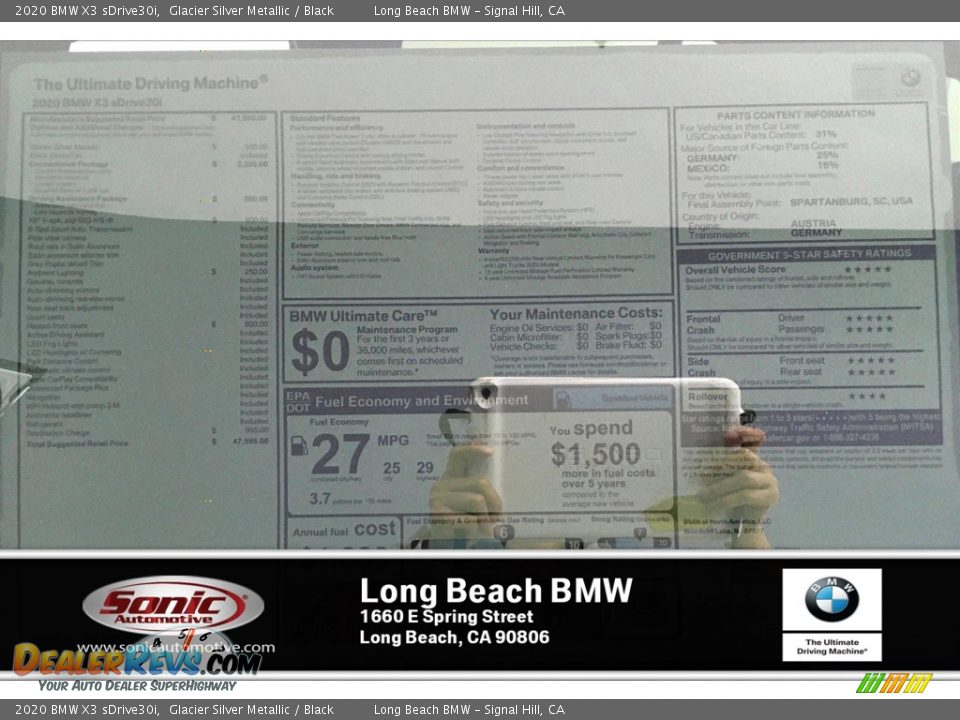 2020 BMW X3 sDrive30i Glacier Silver Metallic / Black Photo #10