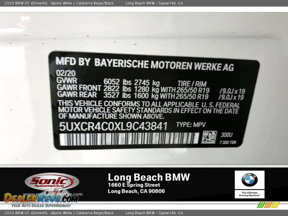 2020 BMW X5 sDrive40i Alpine White / Canberra Beige/Black Photo #11