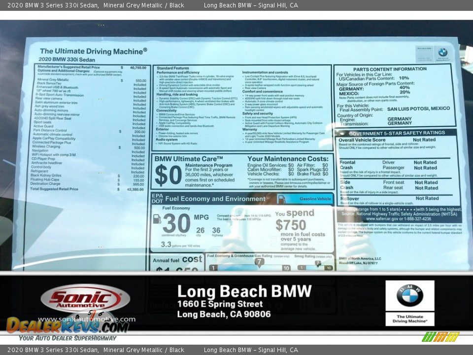 2020 BMW 3 Series 330i Sedan Mineral Grey Metallic / Black Photo #10