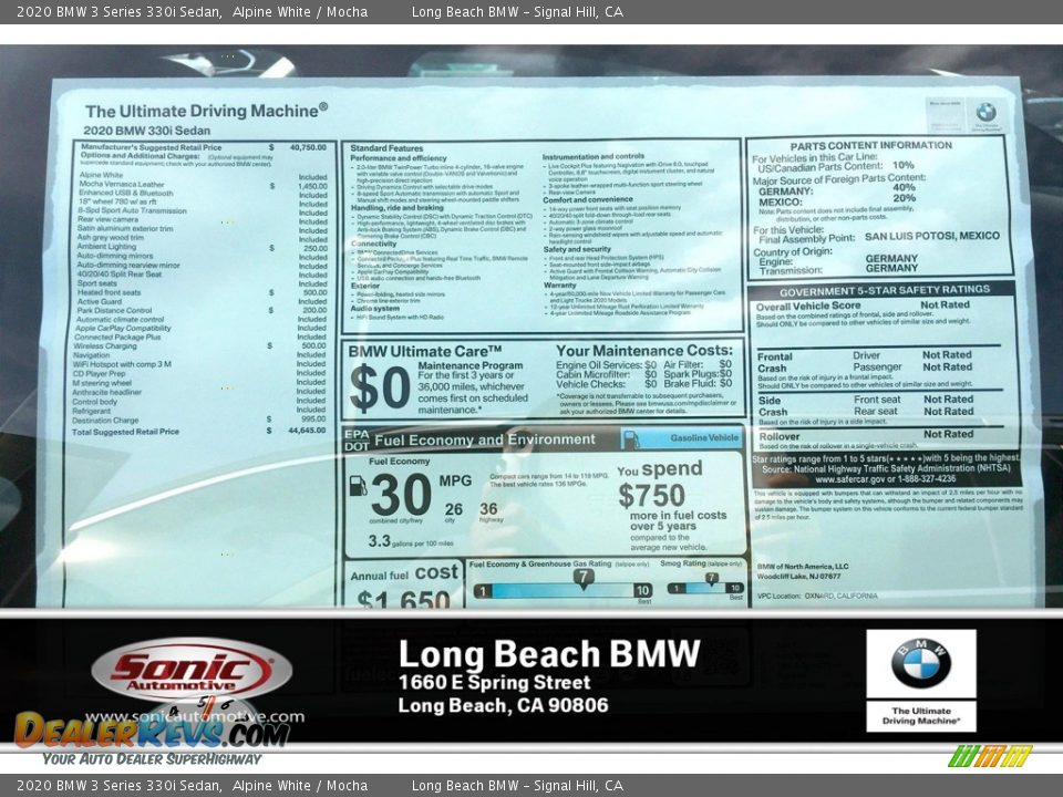 2020 BMW 3 Series 330i Sedan Alpine White / Mocha Photo #10