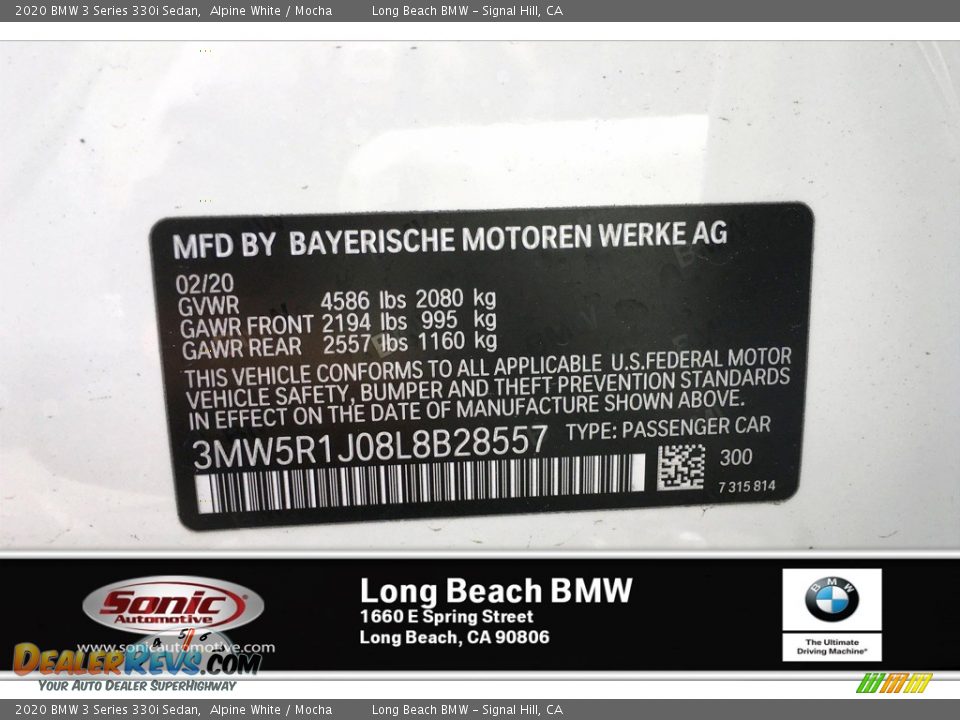 2020 BMW 3 Series 330i Sedan Alpine White / Mocha Photo #11