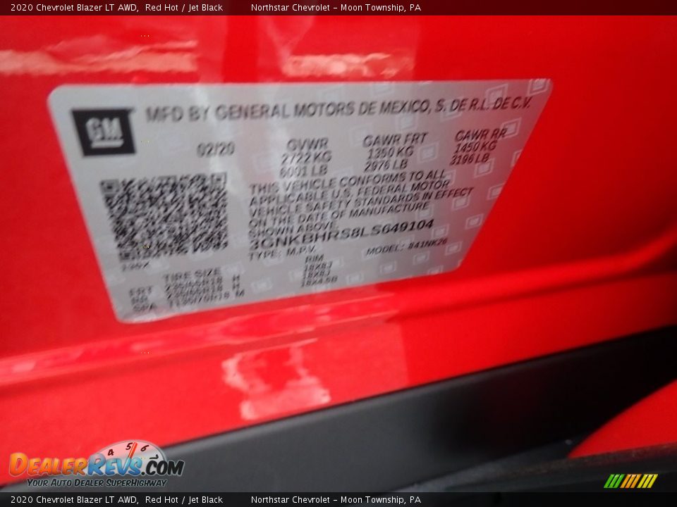 2020 Chevrolet Blazer LT AWD Red Hot / Jet Black Photo #15