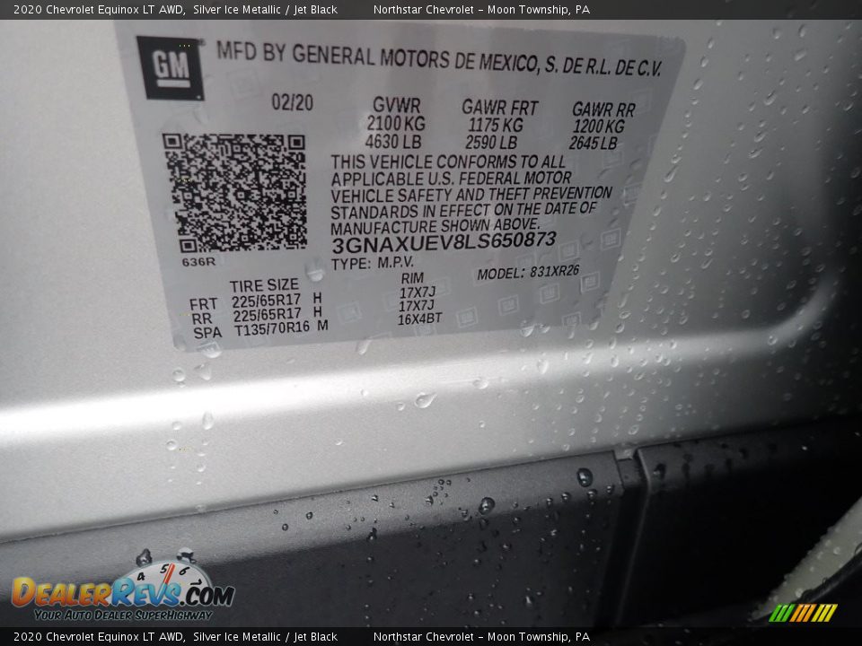 2020 Chevrolet Equinox LT AWD Silver Ice Metallic / Jet Black Photo #15