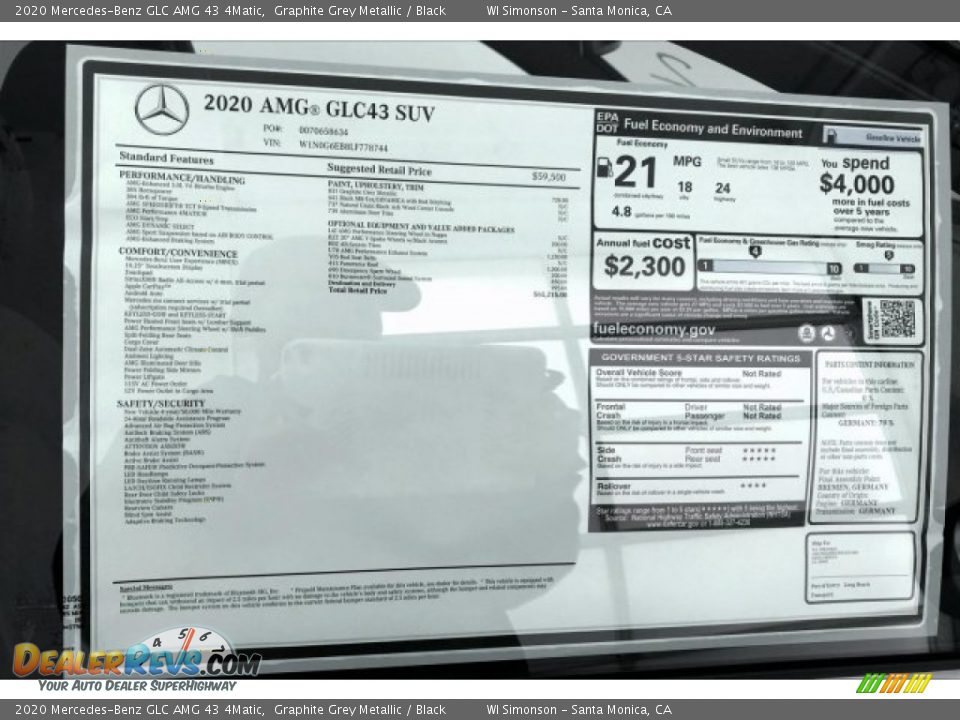 2020 Mercedes-Benz GLC AMG 43 4Matic Graphite Grey Metallic / Black Photo #11