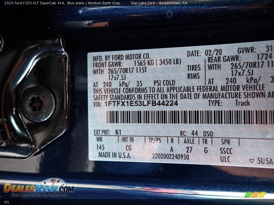 Ford Color Code N1 Blue Jeans