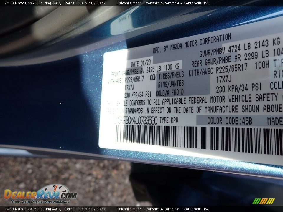 2020 Mazda CX-5 Touring AWD Eternal Blue Mica / Black Photo #12