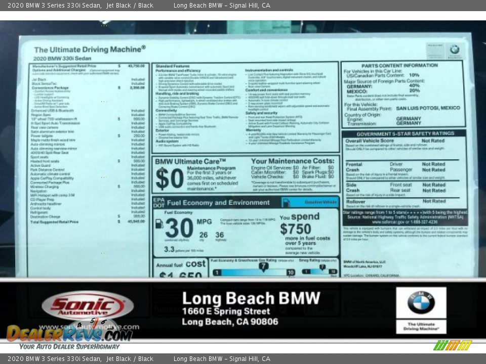 2020 BMW 3 Series 330i Sedan Jet Black / Black Photo #10