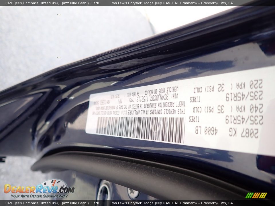 2020 Jeep Compass Limted 4x4 Jazz Blue Pearl / Black Photo #15