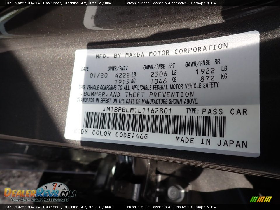 2020 Mazda MAZDA3 Hatchback Machine Gray Metallic / Black Photo #12