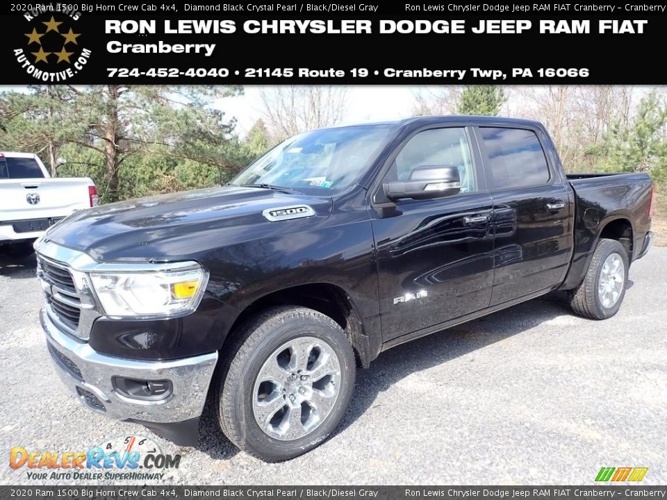 2020 Ram 1500 Big Horn Crew Cab 4x4 Diamond Black Crystal Pearl / Black/Diesel Gray Photo #1
