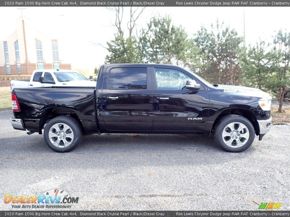 2020 Ram 1500 Big Horn Crew Cab 4x4 Diamond Black Crystal Pearl / Black/Diesel Gray Photo #6