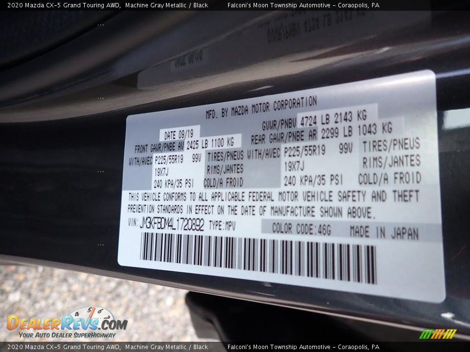 2020 Mazda CX-5 Grand Touring AWD Machine Gray Metallic / Black Photo #12