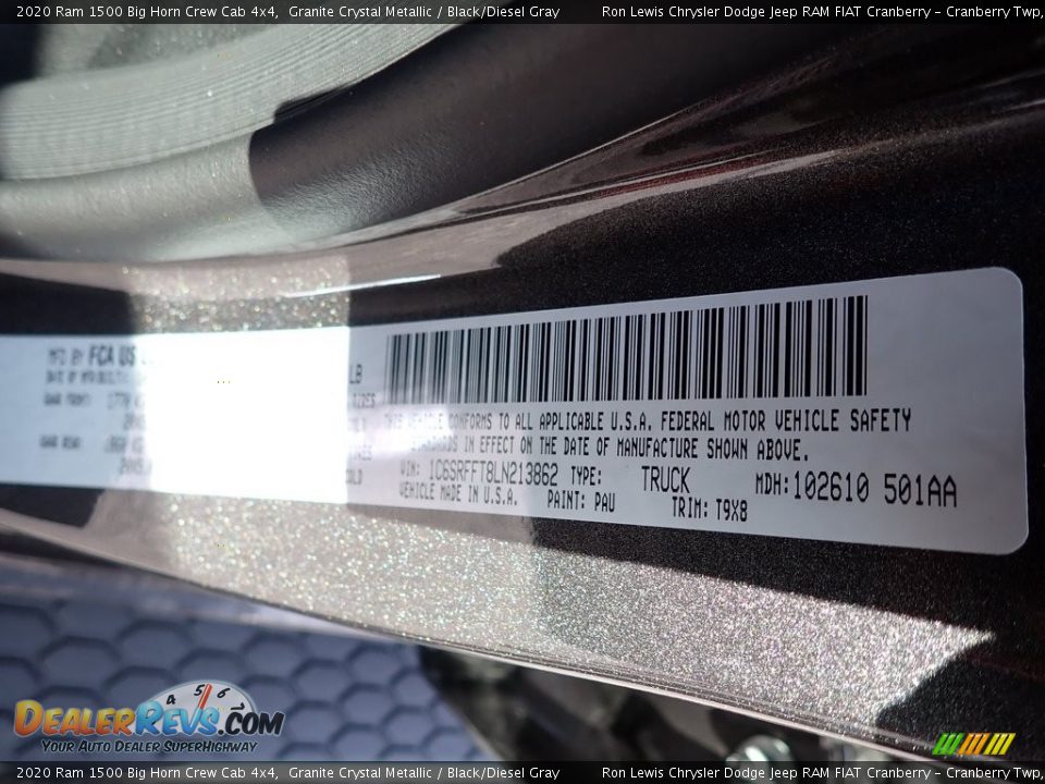 2020 Ram 1500 Big Horn Crew Cab 4x4 Granite Crystal Metallic / Black/Diesel Gray Photo #15