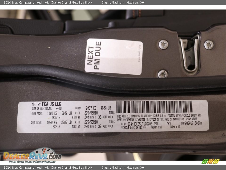 2020 Jeep Compass Limted 4x4 Granite Crystal Metallic / Black Photo #25