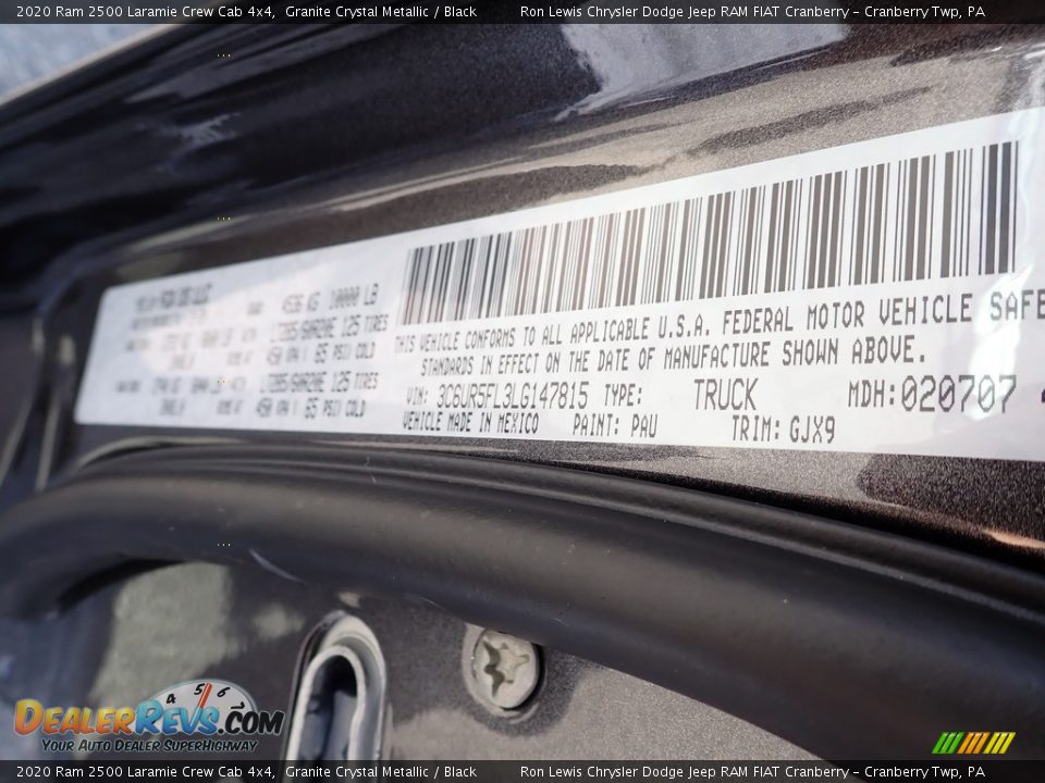2020 Ram 2500 Laramie Crew Cab 4x4 Granite Crystal Metallic / Black Photo #15