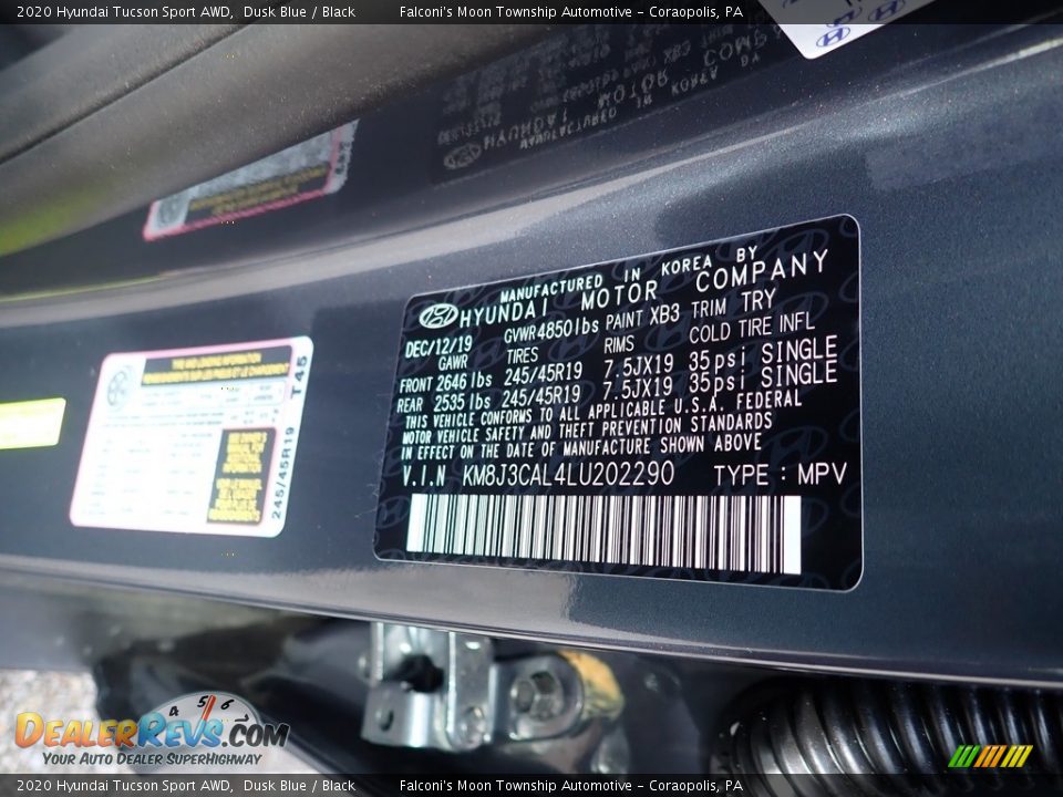 2020 Hyundai Tucson Sport AWD Dusk Blue / Black Photo #12