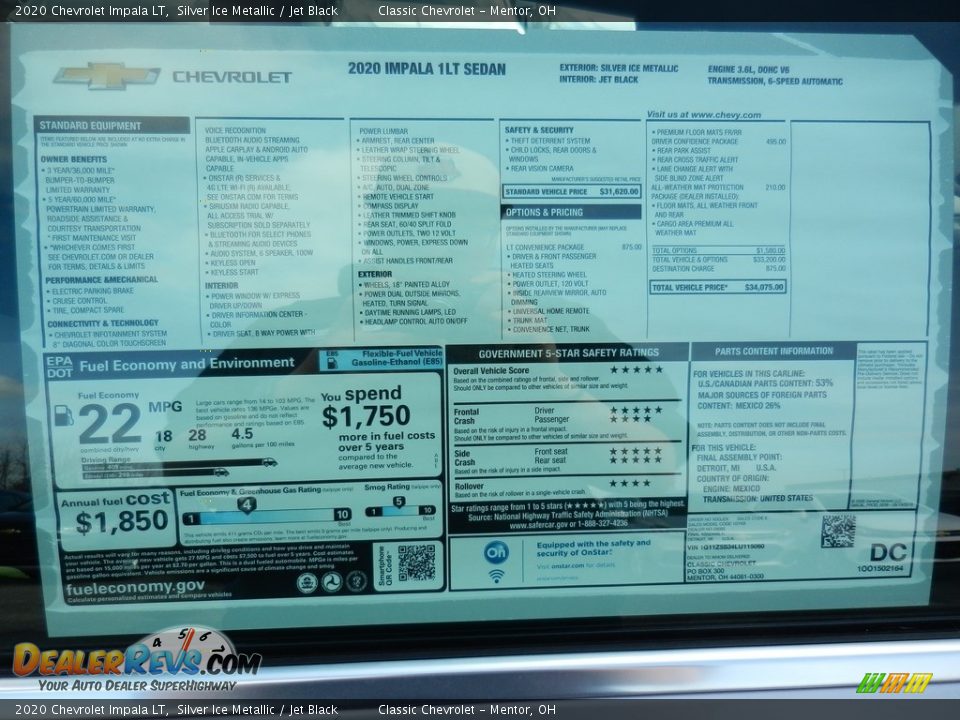 2020 Chevrolet Impala LT Silver Ice Metallic / Jet Black Photo #7