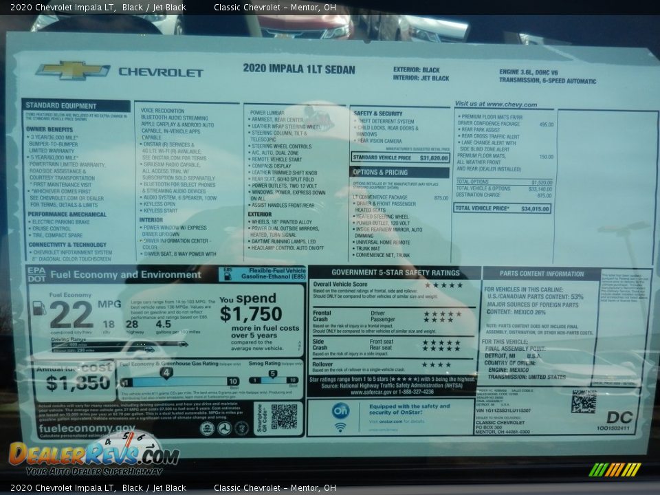 2020 Chevrolet Impala LT Black / Jet Black Photo #7