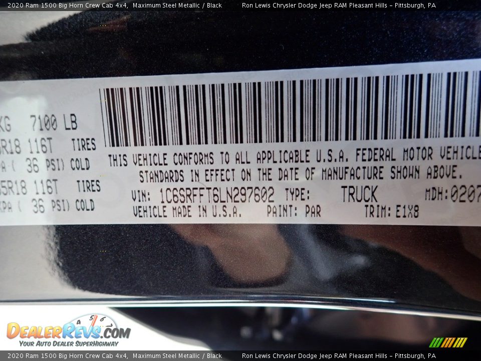 2020 Ram 1500 Big Horn Crew Cab 4x4 Maximum Steel Metallic / Black Photo #20