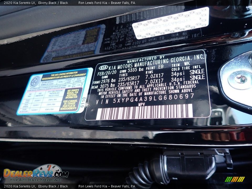 2020 Kia Sorento LX Ebony Black / Black Photo #11