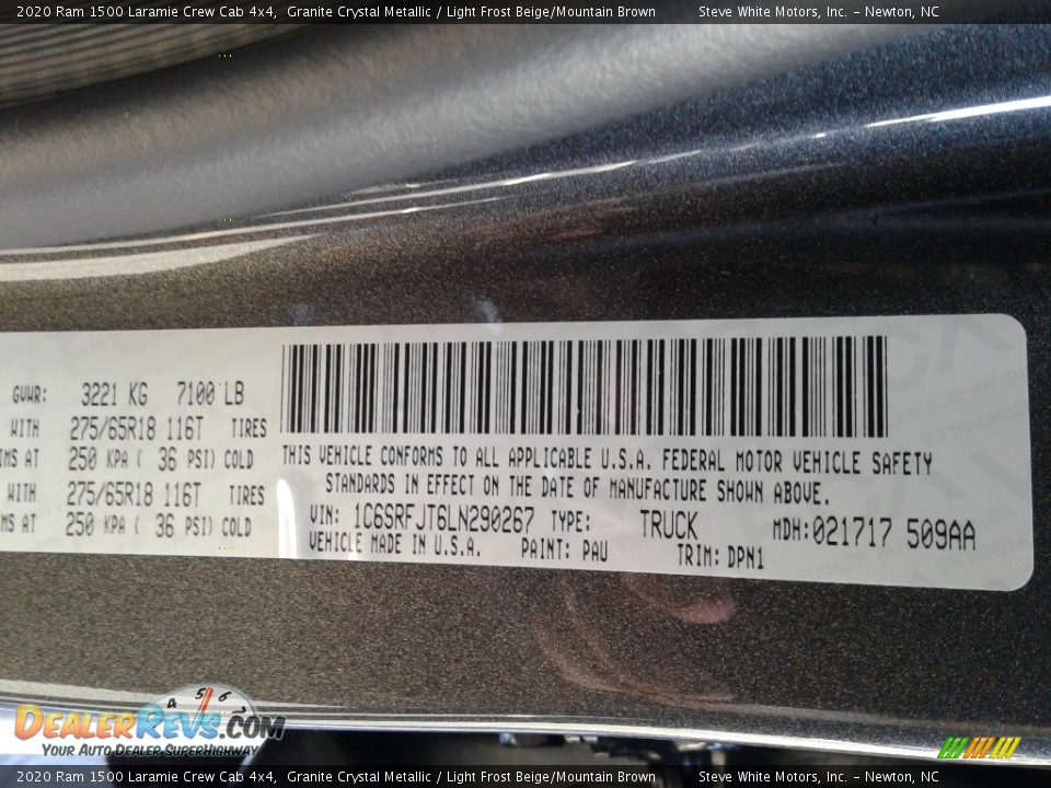 2020 Ram 1500 Laramie Crew Cab 4x4 Granite Crystal Metallic / Light Frost Beige/Mountain Brown Photo #33