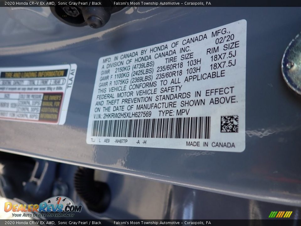 2020 Honda CR-V EX AWD Sonic Gray Pearl / Black Photo #12